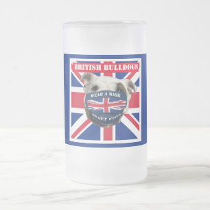 TAZA DE CRISTAL ESMERILADO BULLDOGES BRITÁNICOS