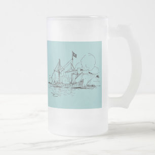 Taza De Cristal Esmerilado Buques de talla