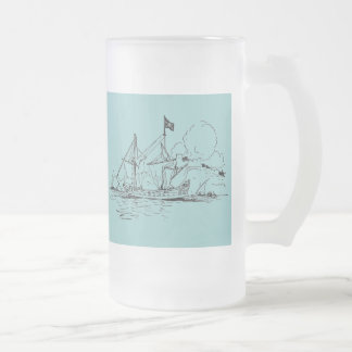Taza De Cristal Esmerilado Buques de talla