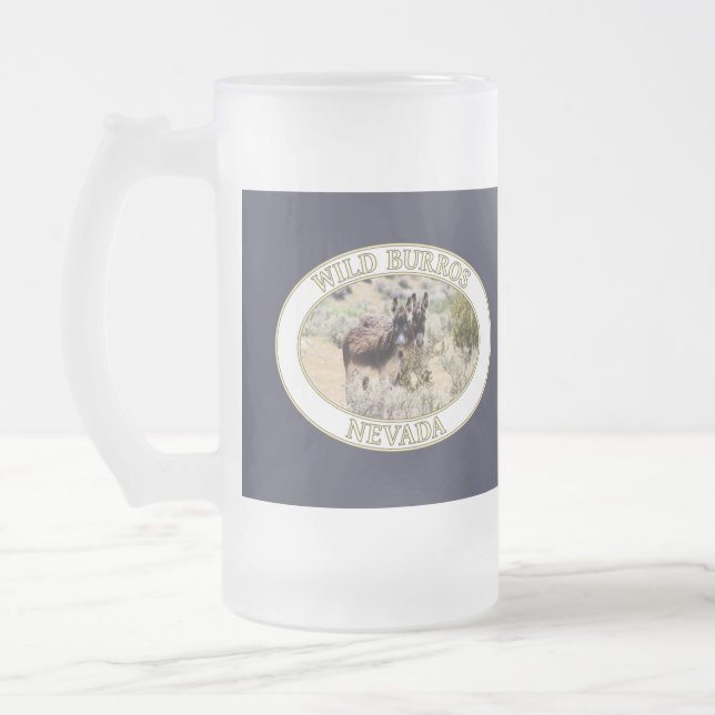 Taza De Cristal Esmerilado Burros salvajes/burros de Nevada (Izquierda)