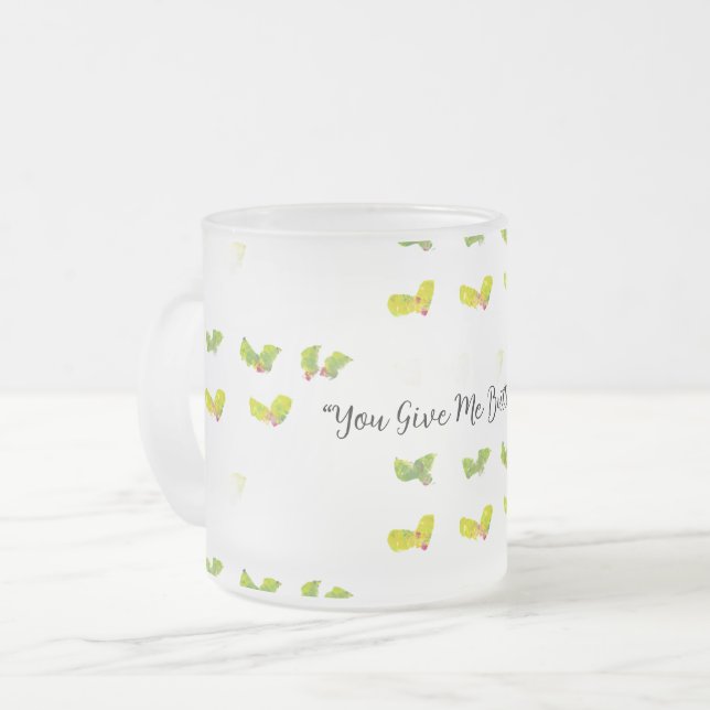 Taza De Cristal Esmerilado Butterflies (Anverso izquierdo)
