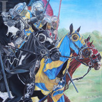 caballeros medievales montando a caballo arte hist