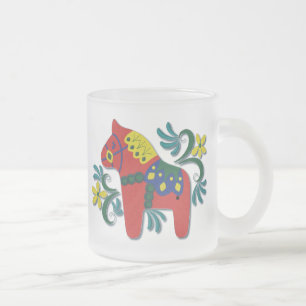 Taza De Cristal Esmerilado Caballo colorido de Dala del sueco