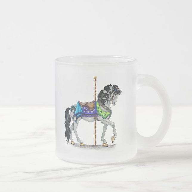 Taza De Cristal Esmerilado Caballo de carrusel (Derecha)