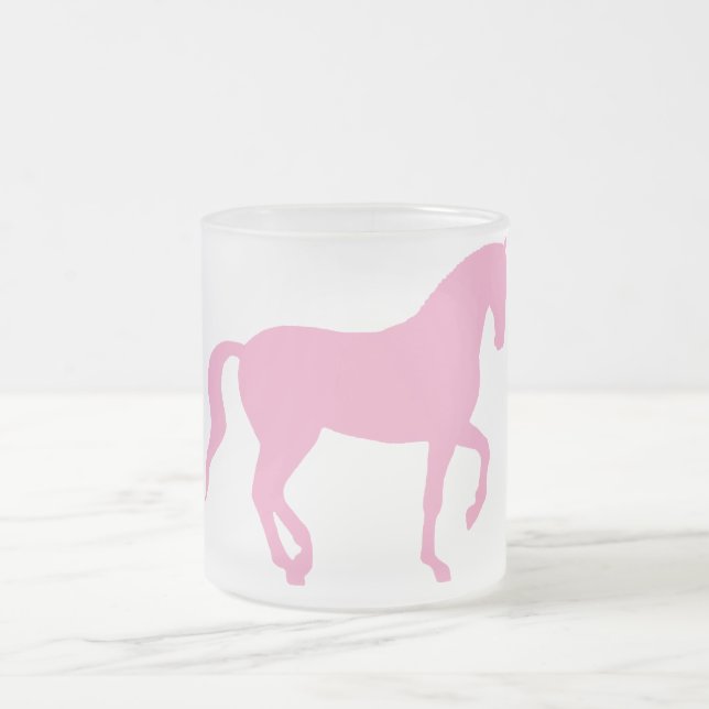 Taza De Cristal Esmerilado Caballo de Piaffe (rosa) (Centro)