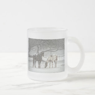 Taza De Cristal Esmerilado caballo invierno nieve granja rancho animales neva