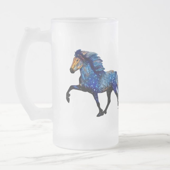 Taza De Cristal Esmerilado Caballo islandés de peaje carismático nocturno (Izquierda)