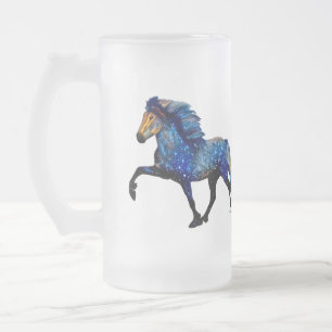 Taza De Cristal Esmerilado Caballo islandés Stary Night