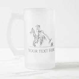 Taza De Cristal Esmerilado Caballo moderno de jugador de polo