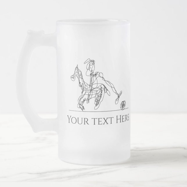 Taza De Cristal Esmerilado Caballo moderno de jugador de polo (Izquierda)