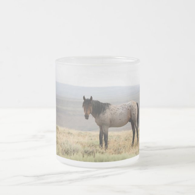 Taza De Cristal Esmerilado Caballo salvaje (Centro)