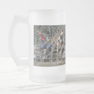 Taza De Cristal Esmerilado Caballo salvaje Stein helado jinete