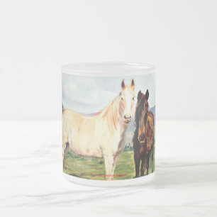 Taza De Cristal Esmerilado Caballos