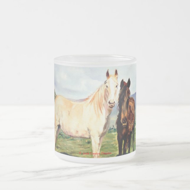 Taza De Cristal Esmerilado Caballos (Centro)