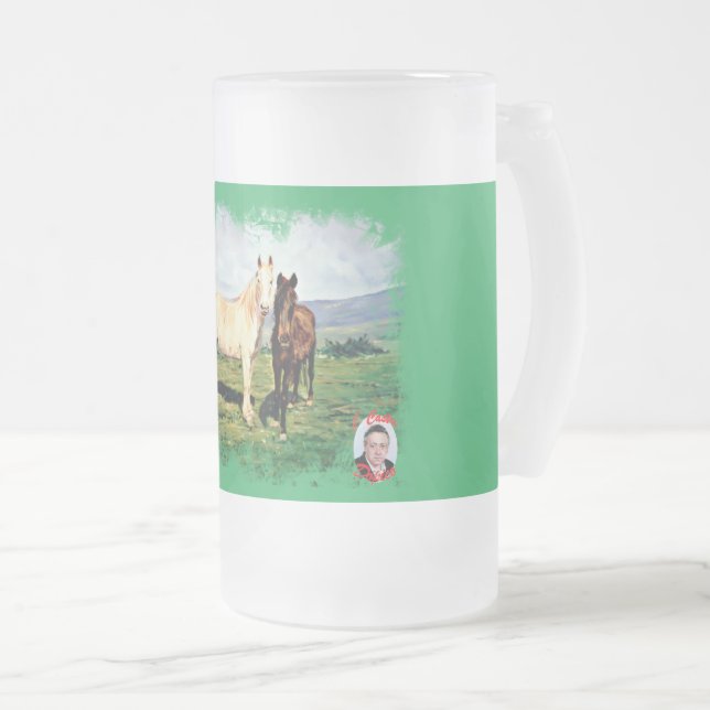 Taza De Cristal Esmerilado Caballos (Anverso derecho)