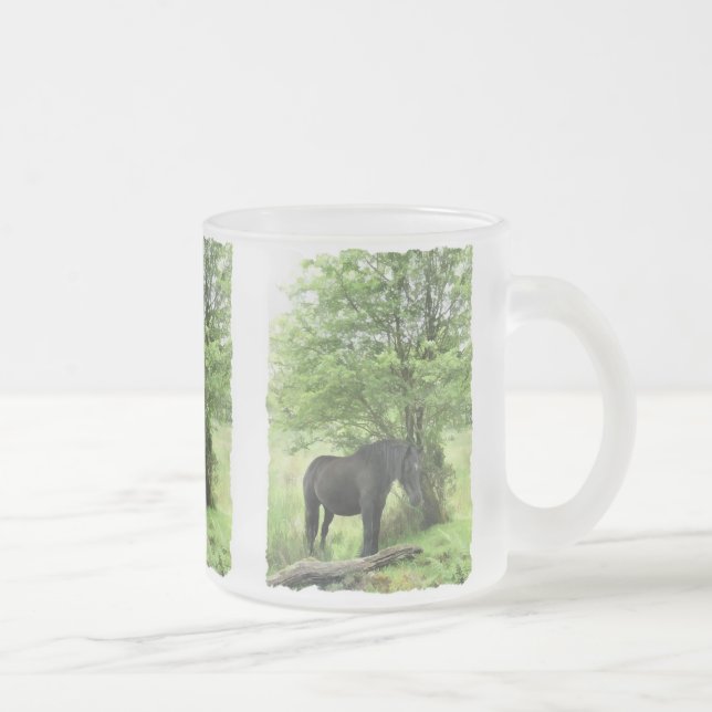 TAZA DE CRISTAL ESMERILADO CABALLOS (Derecha)