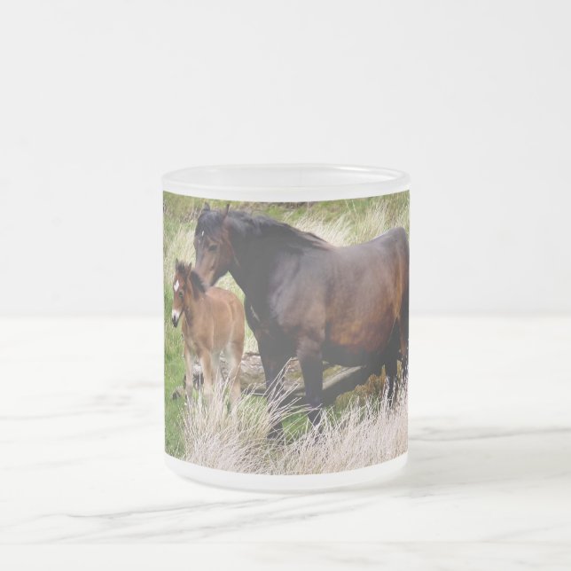 TAZA DE CRISTAL ESMERILADO CABALLOS (Centro)