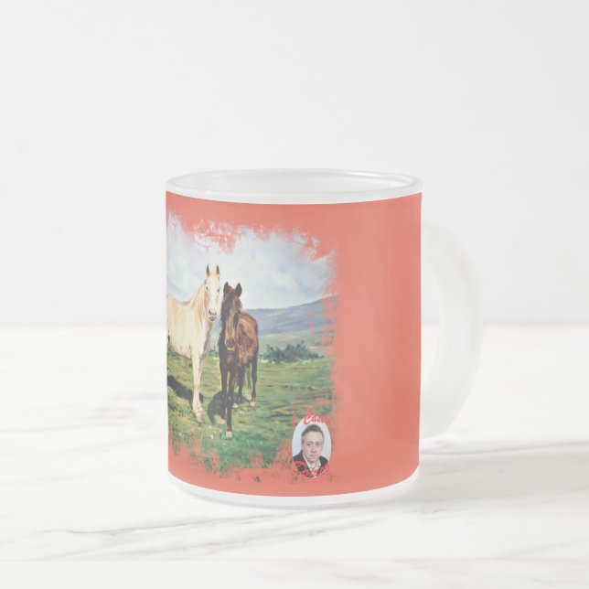 Taza De Cristal Esmerilado Caballos (Anverso derecho)