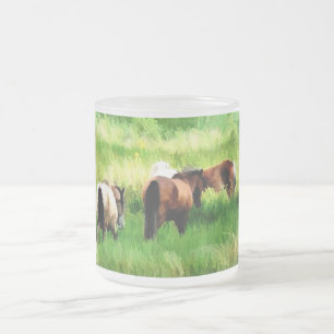 TAZA DE CRISTAL ESMERILADO CABALLOS