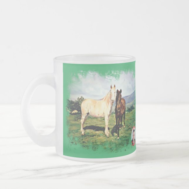 Taza De Cristal Esmerilado Caballos (Izquierda)