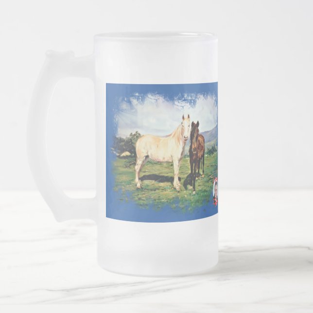 Taza De Cristal Esmerilado Caballos (Izquierda)