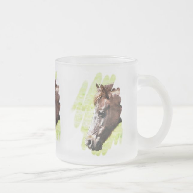 TAZA DE CRISTAL ESMERILADO CABALLOS (Derecha)