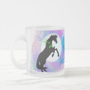 Taza De Cristal Esmerilado Caballos cardíacos V feriado (neblina colorida)