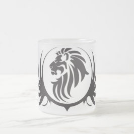 Taza De Cristal Esmerilado Cabeza de leones negros