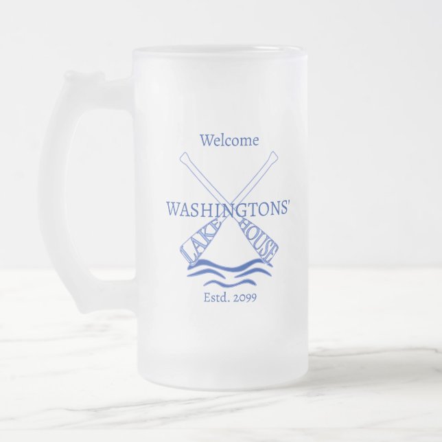 Taza De Cristal Esmerilado Cabina de cabaña Lake House Drinkware (Izquierda)