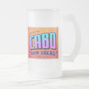 TAZA DE CRISTAL ESMERILADO CABO SAN LUCAS