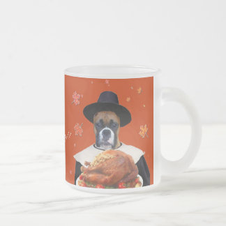 Taza De Cristal Esmerilado Cachorro de Acción de Gracias congelado