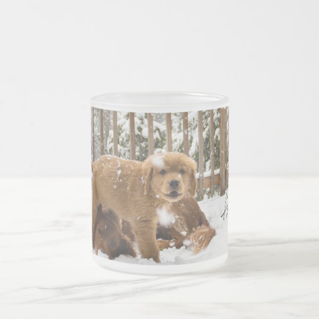 Taza De Cristal Esmerilado Cachorro de Navidades navideños de pipa - Golden R (Centro)