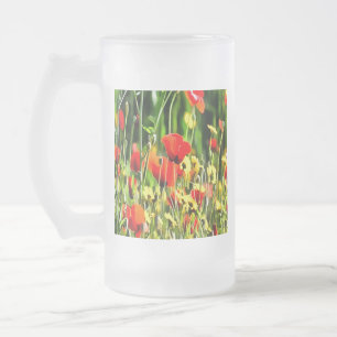 Taza De Cristal Esmerilado Cachorros De Primavera Y Pintura De Flores De Prad