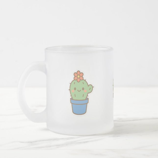 Taza De Cristal Esmerilado Cactus caprichos (Izquierda)