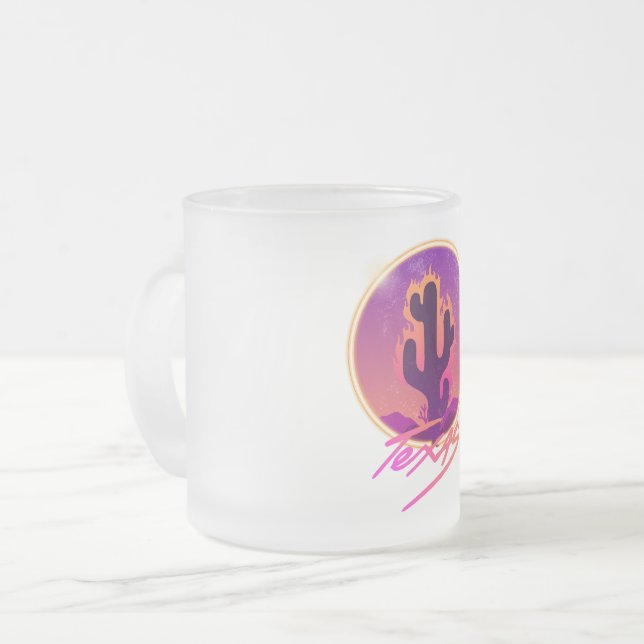 TAZA DE CRISTAL ESMERILADO CACTUS SUNSET NEON  (Anverso izquierdo)