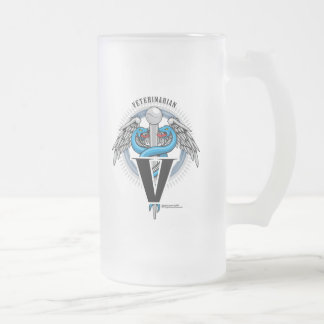 Taza De Cristal Esmerilado Caduceo veterinario