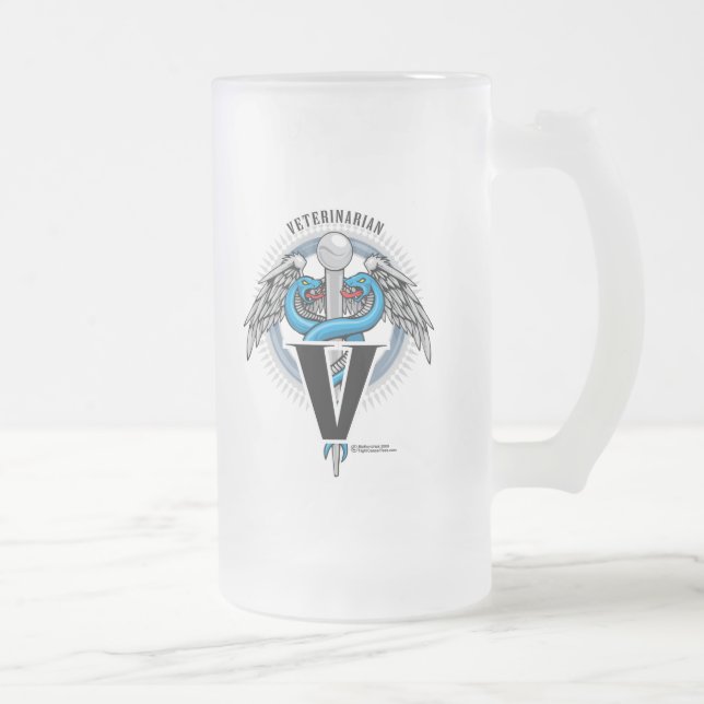 Taza De Cristal Esmerilado Caduceo veterinario (Derecha)
