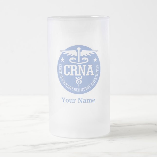 Taza De Cristal Esmerilado Caduceus CRNA ideas de regalo (Centro)