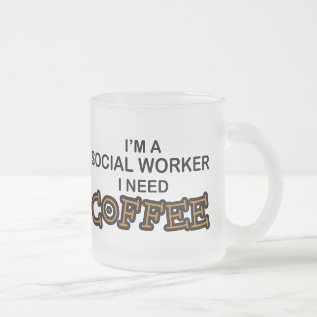 Taza De Cristal Esmerilado Café de la necesidad - asistente social (Derecha)