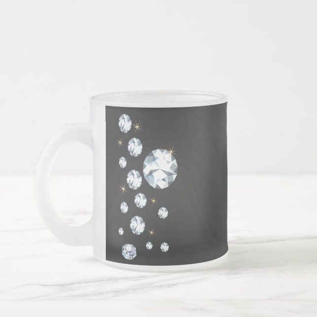 Taza De Cristal Esmerilado Café Diamond Mug - Joyas (Izquierda)