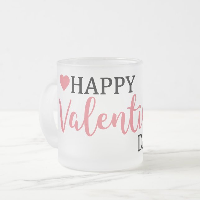 Taza De Cristal Esmerilado Café feliz v-day Mug (Anverso izquierdo)
