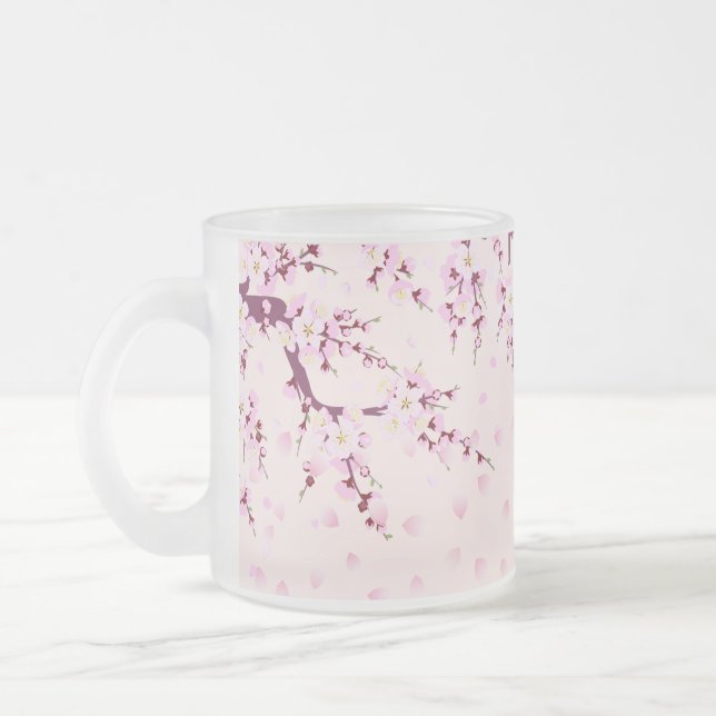 Taza De Cristal Esmerilado Café rosa Mug (Izquierda)