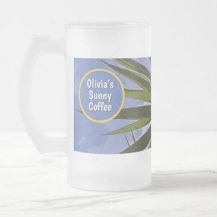 Taza De Cristal Esmerilado Café Soleado Personalizado Yucca Tropical