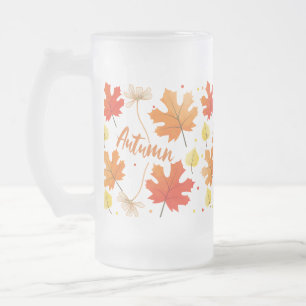 Taza De Cristal Esmerilado Caída del otoño de hojas de follaje