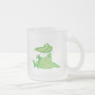 Taza De Cristal Esmerilado caimán hambriento hambriento