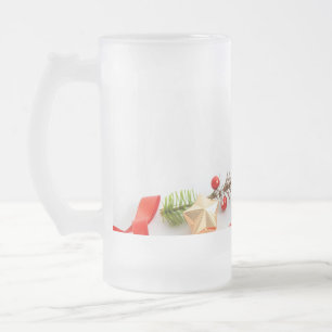 Taza De Cristal Esmerilado caja de regalo de Navidades envueltos con cinta ro
