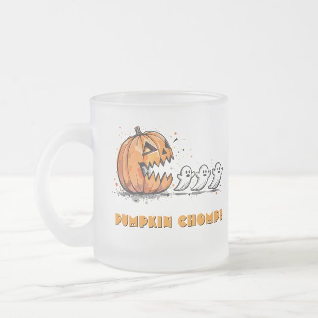 Taza De Cristal Esmerilado Calabaza de Halloween (Izquierda)
