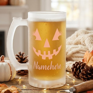 Taza De Cristal Esmerilado Calabaza de Halloween personalizada femenina Jack 