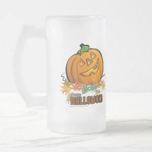 Taza De Cristal Esmerilado Calabaza feliz de Halloween