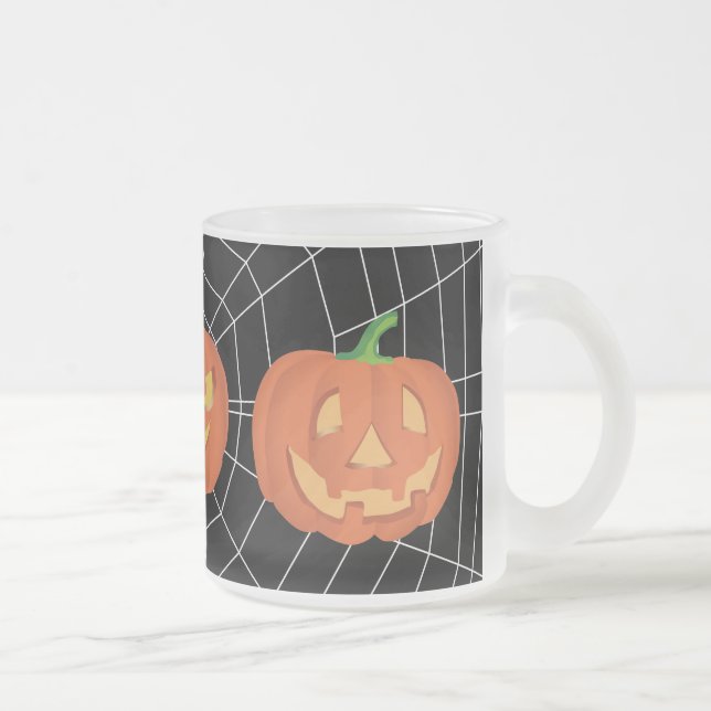 Taza De Cristal Esmerilado Calabaza para Halloween 1 (Derecha)